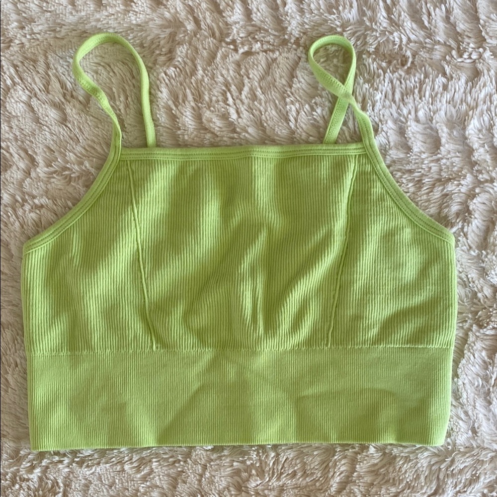 Fabletics Lime Green Ribbed Crop Top Bralette